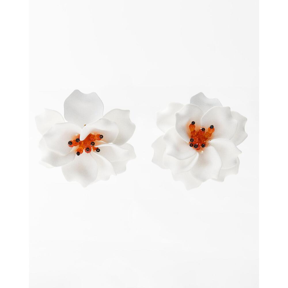 Nwt- Zara RAISED SHIMMERY FLOWER EARRINGS